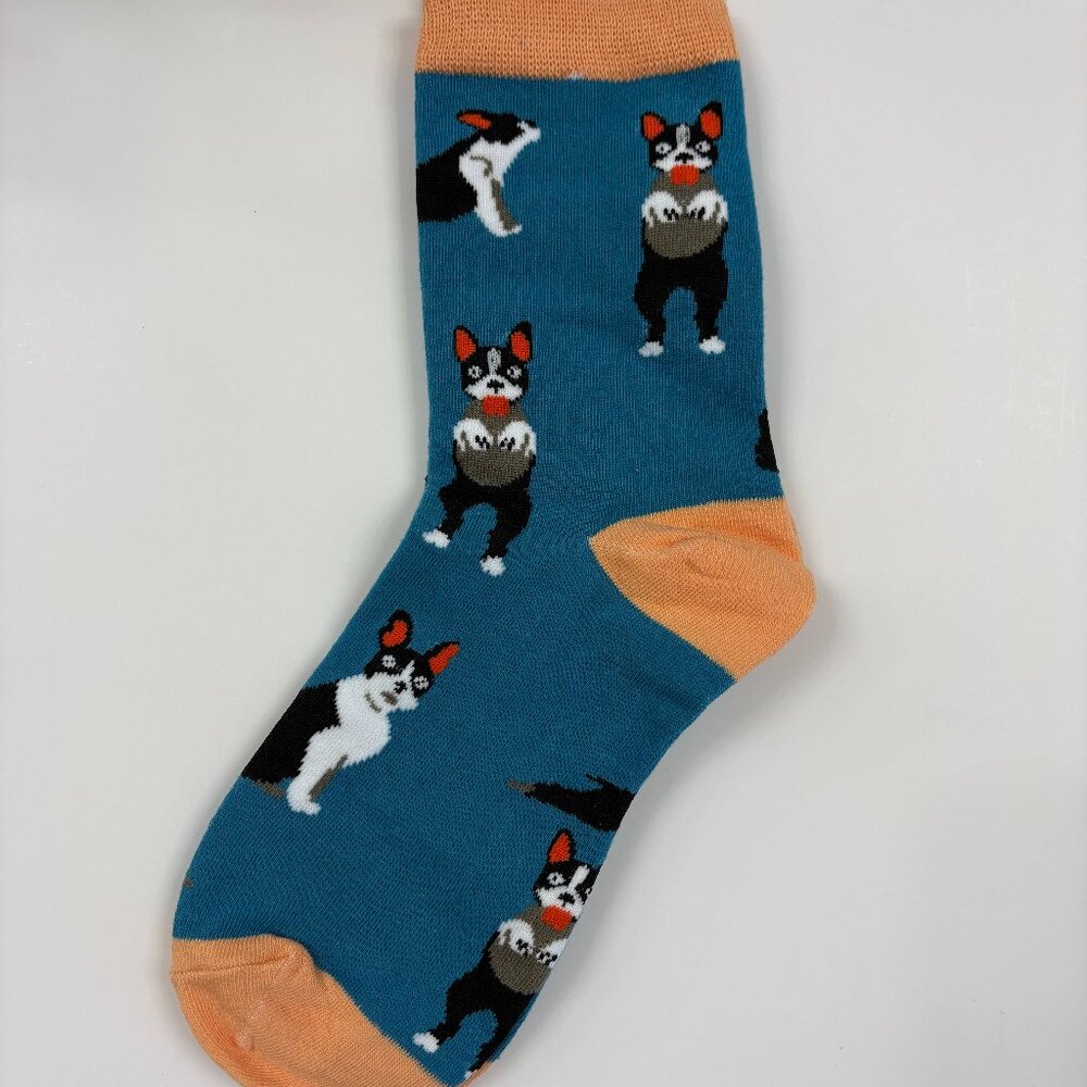 Women's 5 Pack Crew Socks Colorful French Bulldog Themed - OS - NWT - Picture 5 of 13